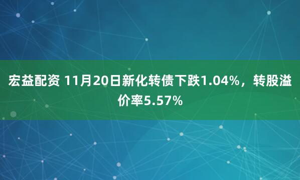 宏益配资 11月20日新化转债下跌1.04%，转股溢价率5.57%